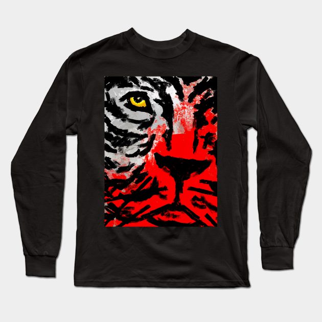 White Tiger Long Sleeve T-Shirt by ArtbyCorey